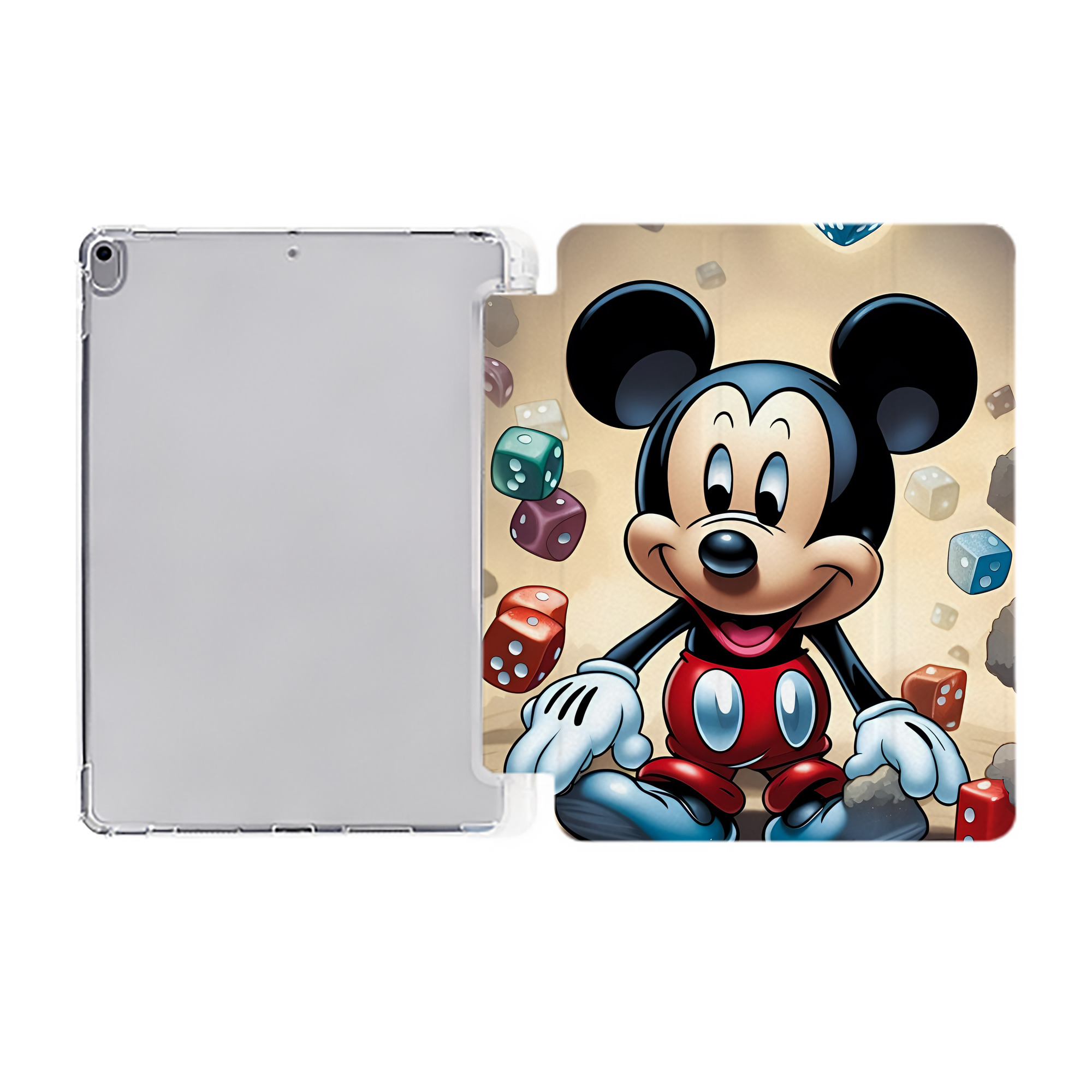 （画像用） ミッキーマウス Mickey Mouse IPad ケース ペン収納付き 三つ折りスタンド PUレザー×シリコン 対応機種9.5/10.5/10.9インチ